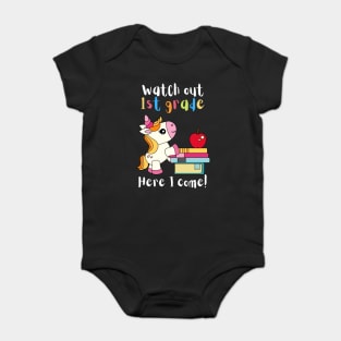 Watch Out First Grade Unicorn Teacher Baby Bodysuit